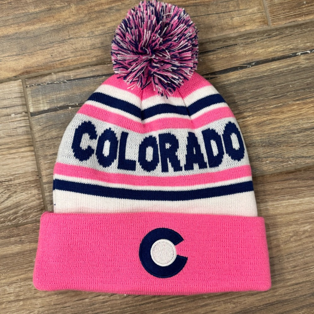 Hot pink Colorado beanie with Pom Pom